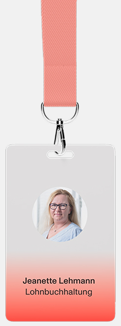Namensschild mit Foto, Lohnbuchhaltung